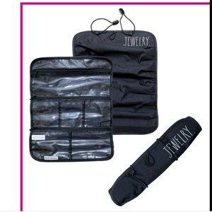 Rae Dunn Travel Jewelry Roll Organizer Bag in black nwt